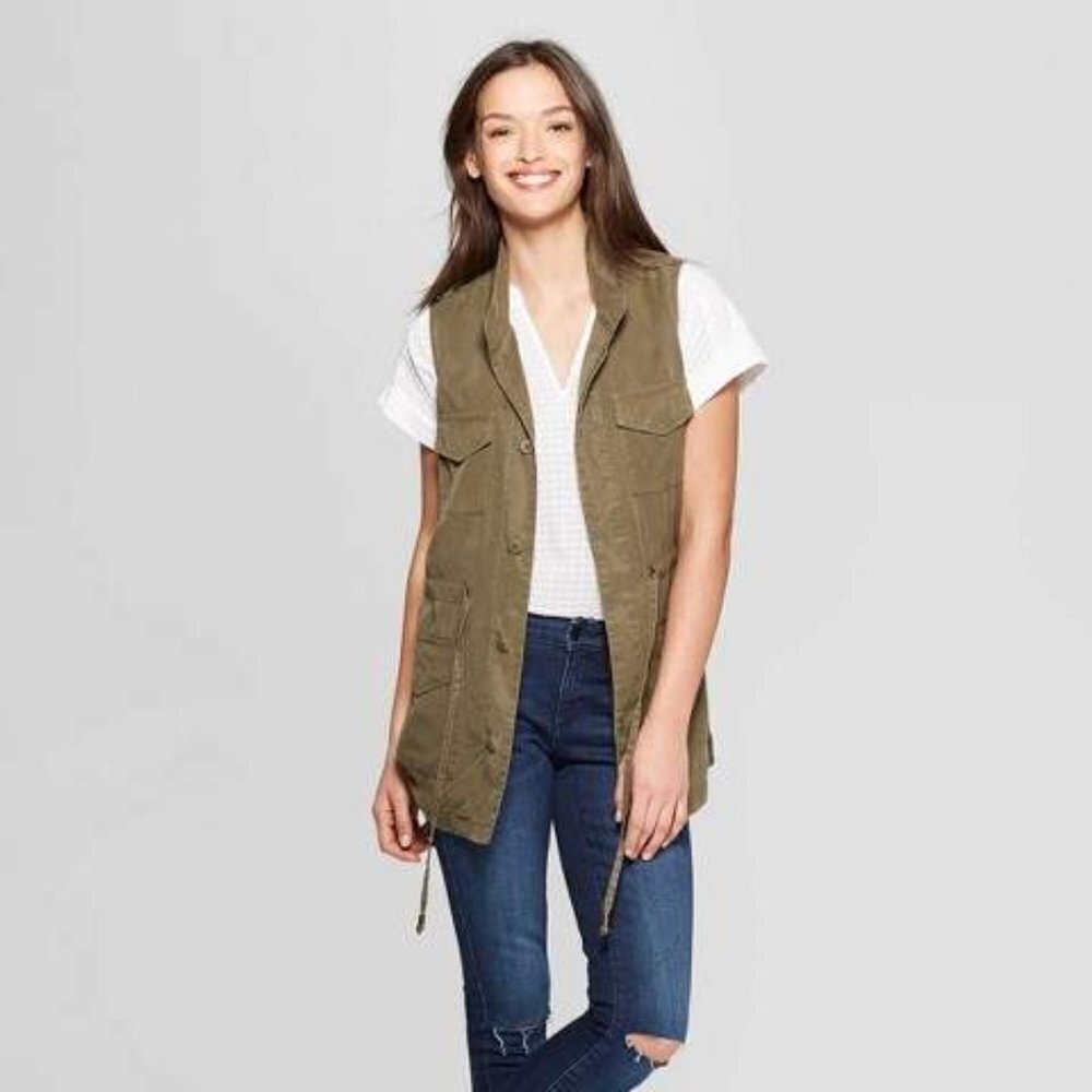 Universal Thread Utility Military Vest Jacket Button Front